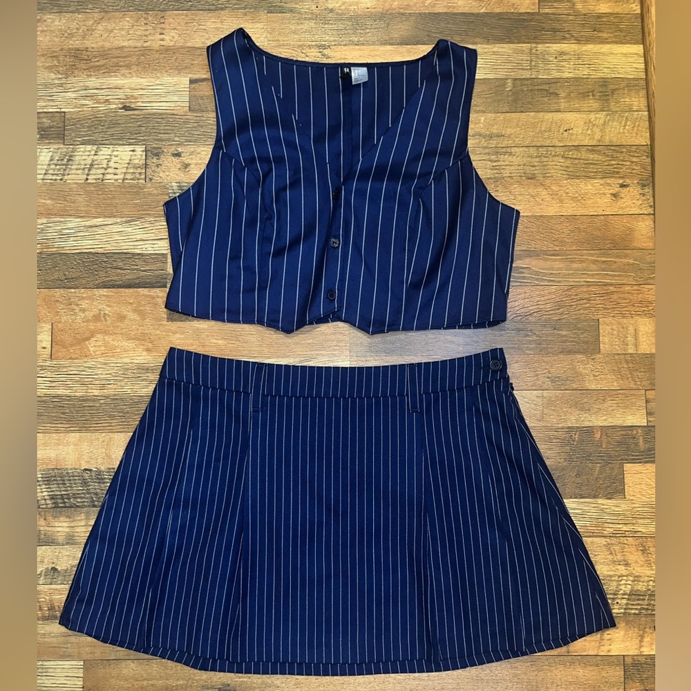H&M Pinstripe Vest/Skirt Set
